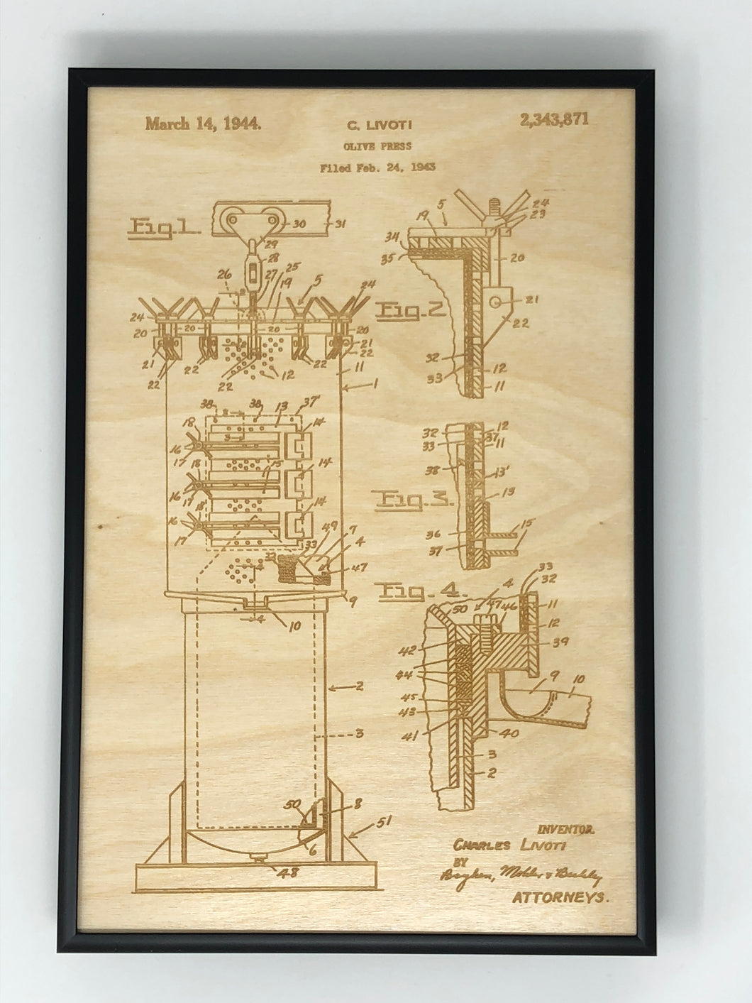 Olive Press Patent Drawing