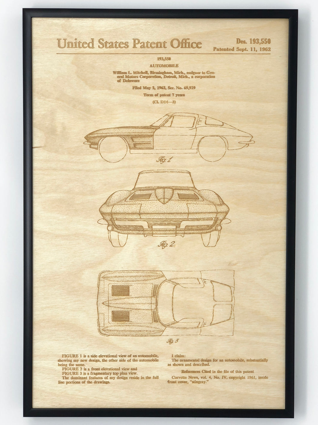 62 Vette Patent Drawing