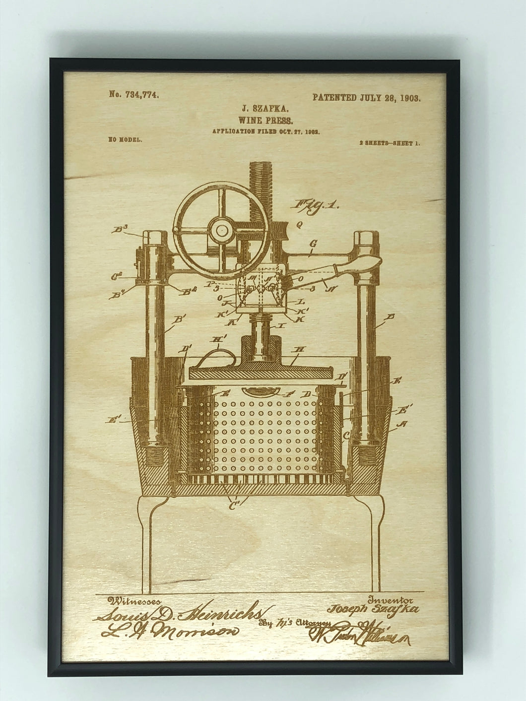 Wine Press Patent Drawing